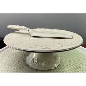 Royal Limited Ivory Roses Porcelain Pedestal‎ Footed Cake Plate&Server Wedding
